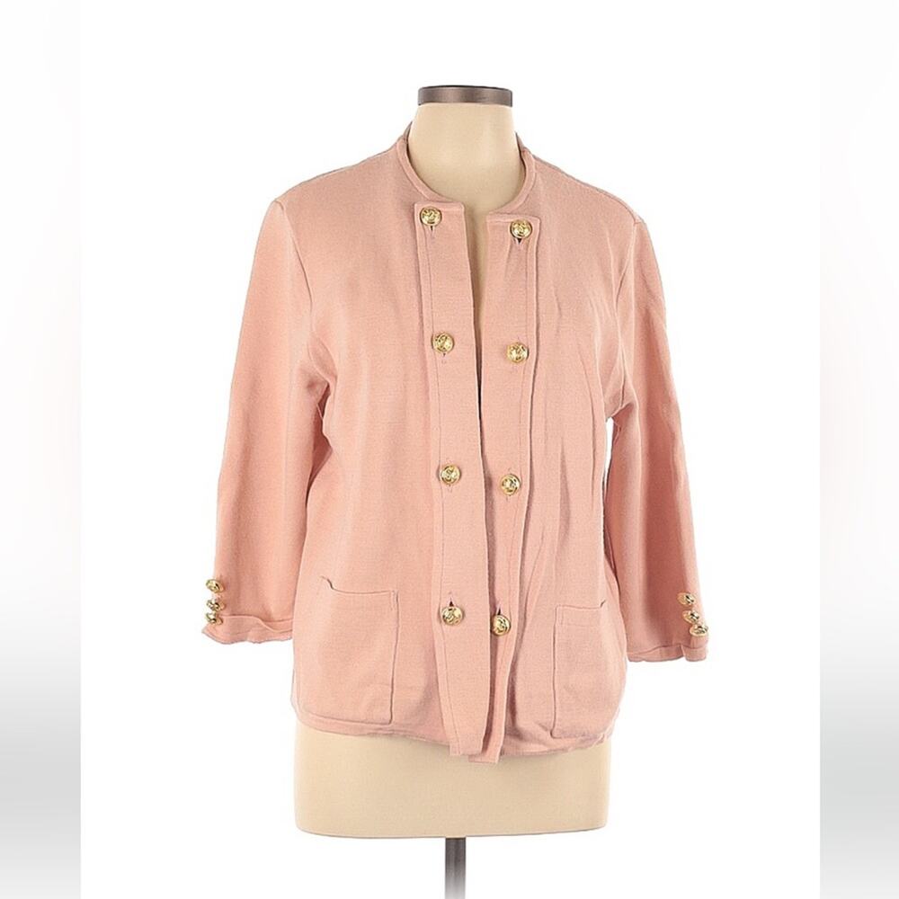 Unbranded pale pink wool blend‎ gold button cardigan sweater, size 3X